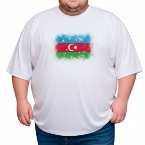 Erkek Büyük Beden Kısa Kollu Azerbaycan Bayrak Baskılı Tişört 3XL 4XL 5XL 6XL 7XL 8XL 9XL